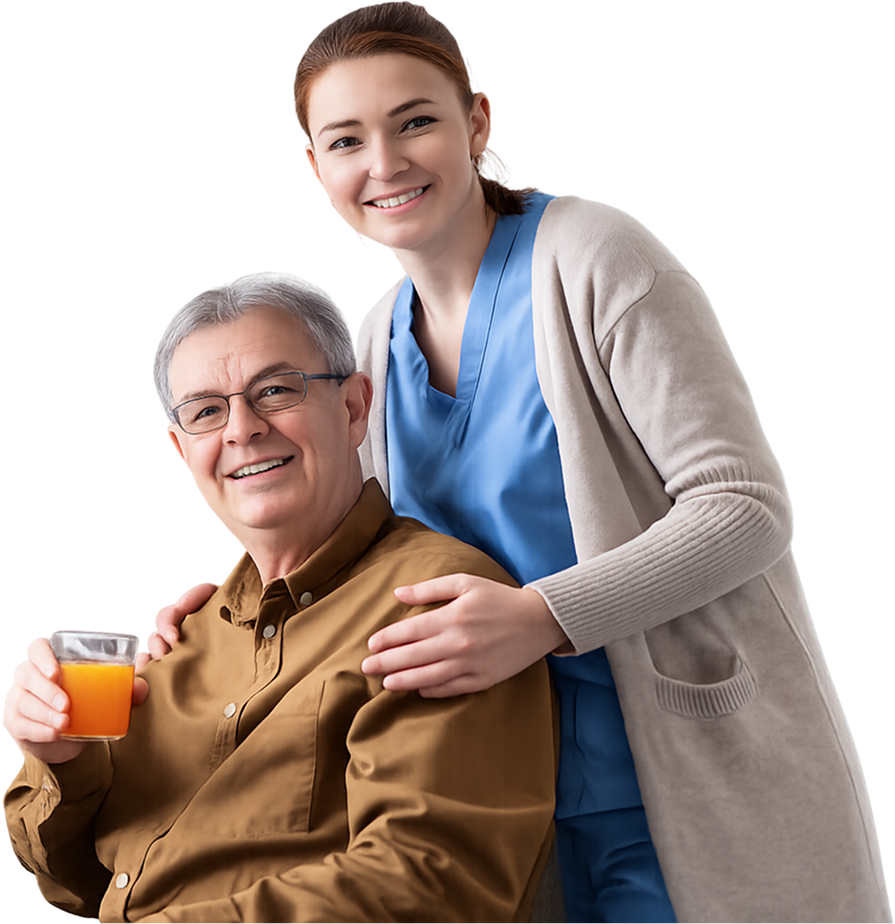 Home care caregiver with senior man in Calgary