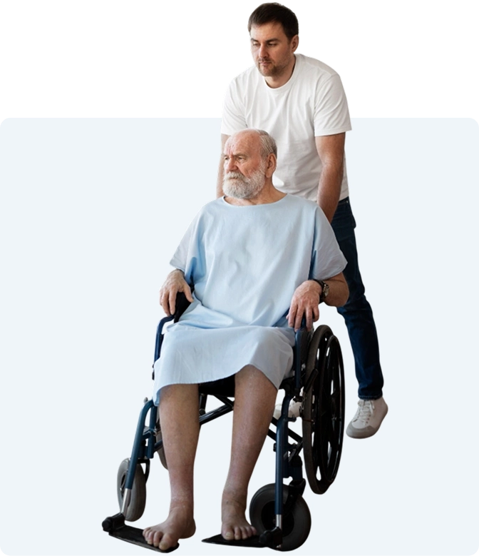 Caregiver sitting with senior woman at home
