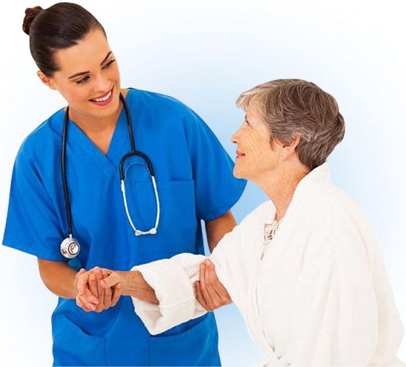 Caregiver with senior woman in wheelchair
